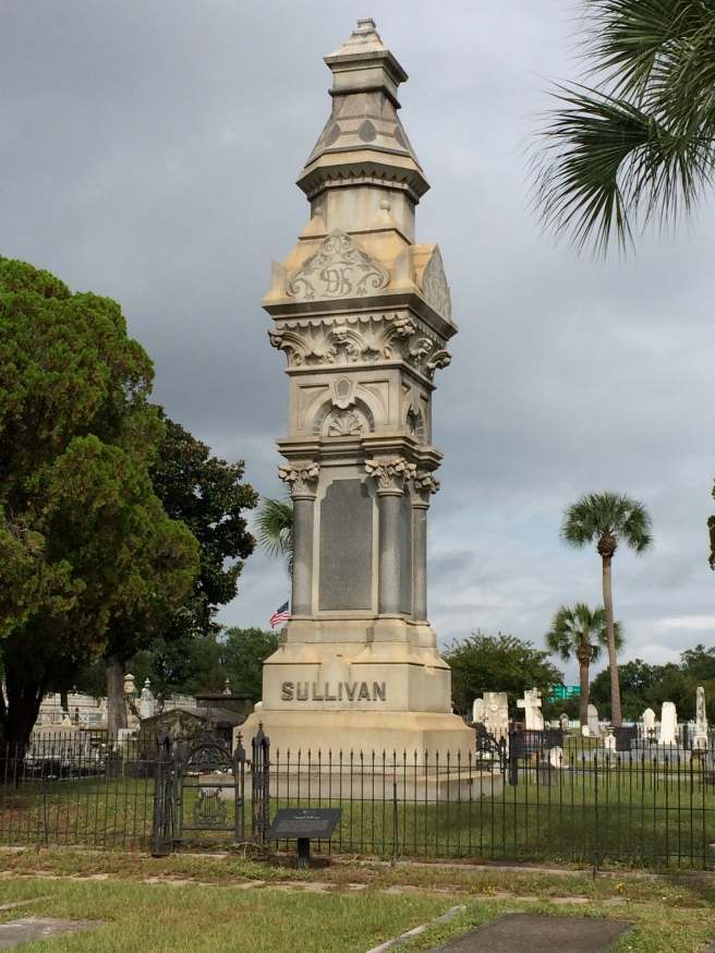 This is Daniel F. Sullivan, who 'gave Pensacola the First National Bank and the Opera House, according to the Daily Register of Mobile, Alabama. He died in 1884. It isn't stated clearly if he is related to the other Sullivans of the masoleum, but he was also big into timber, and originally from Ireland. They could be related. I haven't determined it yet.